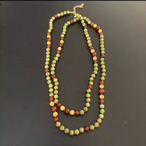 Vintage JOAN RIVERS Multi Faux Gemstone Pearl Beads 65” Long Necklace Gold NWOT